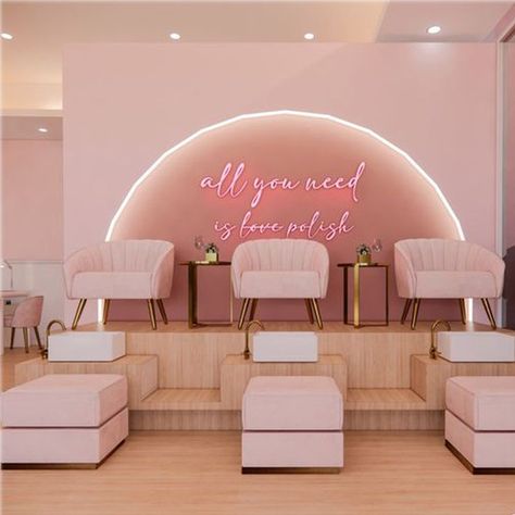 Pedicure Chair Ideas, Pink Nail Salon, Nail Salon Chairs, Ideas Decoracion Salon, Pink Pedicure, Pedicure Station, Nail Salon Furniture, Nail Salon Interior, Beauty Room Salon