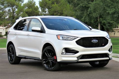 Ford Edge gets a performance boost with the ST model, which replaces the Edge Sport and emulates the sharply tuned Fiesta ST and Focus ST models. Ford Cars New, Auto Ford, Ford Edge Sport, Cool Truck Accessories, Tokyo Drift Cars, Honda Accord Sport, Ford Suv, Ford Mustang Car, Aesthetic Cool