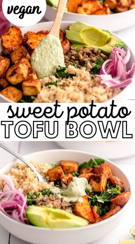 Sweet Potato Tofu, Quinoa Tofu, Tofu Bowls, Sweet Potato Quinoa, Tofu Bowl, Vegetarian Bowls, Lentils And Quinoa, Sweet Potato Bowls, Quinoa Sweet Potato