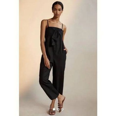 Hutch | Pants & Jumpsuits | Anthropologiehutch Breezy Bowtie Jumpsuit Sizexs | Poshmark Hutch, Black Jumpsuit, Side Pocket, Linen Blend, Bow Tie, Pant Jumpsuit, Jumpsuit Romper, Full Length, Anthropologie