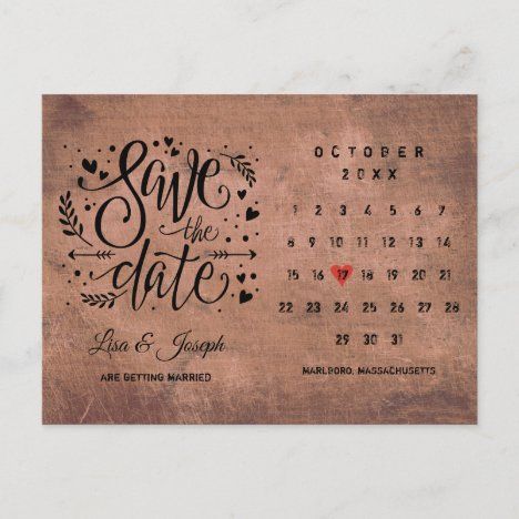 Rustic Wood Save the Date Calendar Red Love Heart Announcement Postcard Save The Date Calendar, Wedding Calendar, Rustic Wood Background, Rustic Save The Dates, Wood Postcard, Red Love Heart, Anniversary Invitations, Bridal Shower Rustic, Red Love