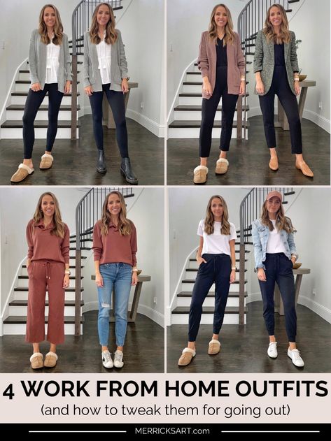 Work To Casual Outfits, Winter Work From Home Outfits For Women, Cozy Work Outfit Casual, Wear At Home Outfits, Comfy Friday Work Outfit, Work From Home Casual Outfits, Work From Home Outfit For Zoom, Best Work From Home Outfits, Simple Home Outfits