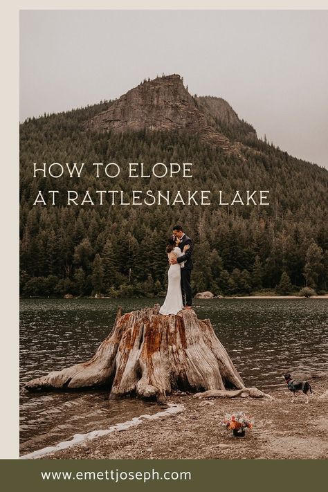 If you’re on the hunt for a picturesque lakeside Washington elopement location that is easily accessible, look no further than Rattlesnake Lake. This guide tells you everything you need to know to elope at Rattlesnake Lake in Washington. Photographer, Emett Joseph, Washington elopement photographer Rattlesnake Lake Washington, Lake Elopement, Washington Elopement, Lake Washington, How To Elope, Unity Ceremony, Wedding Traditions, Olympic National Park, Forest Service