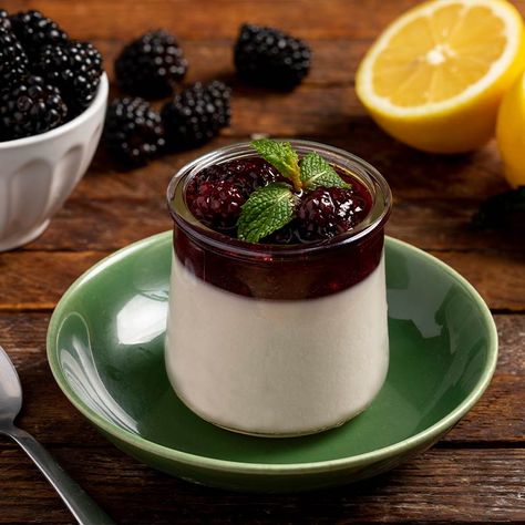 Blackberry Panna Cotta Blackberry Sauce, Vanilla Panna Cotta, Martha White, Panna Cotta Recipe, Food Club, Heart Healthy, Meal Planner, Heavy Cream, Blackberry