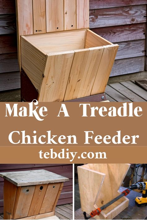 How To Make A Treadle Chicken Feeder Treadle Chicken Feeder, Diy Treadle Chicken Feeder, Chicken Self Feeder Diy, Chicken Grit Dispenser Diy, Diy Automatic Chicken Feeder, Chicken Feeder Ideas, Quack Shack, Mozzarella Balls Recipe, Diy Chicken Feeder