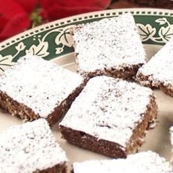 These bar cookies make fabulous holiday gifts. Serve them on Christmas Eve with hot buttered rum.  If you desire a cake textured cookie, use an 8x8 inch square pan. Pecans can be substituted for walnuts. Snowball Cookie Recipe, Cream Fudge, Hot Buttered Rum, Snowball Cookies, Big Cookie, Holiday Eating, Turkey Meatballs, Recipes Cookies, Xmas Cookies