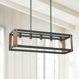 Cameron 36 1/4" Wide Black 5-Light Island Pendant Light Lakehouse Lighting, Light Fixtures Kitchen Island, Chandelier Farmhouse, Kitchen Island Dining Room, Island Dining Room, Farmhouse Chandeliers, Kitchen Island Dining, Pendant Light Styles, Pool Table Lighting