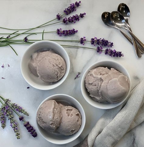 Dairy-Free Lavender Honey Ice Cream - Home Made Vegan Lavender Ice Cream, Earl Grey Ice Cream, Almond Milk Ice Cream, Lavender Honey Ice Cream, Honey Ice Cream, Coconut Milk Ice Cream, Lavender Ice Cream, Culinary Lavender, Milk Ice Cream