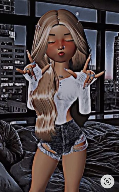 Zepeto Couple Outfit, Zepeto Character Ideas, Aesthetic Zepeto Character, Blonde Hair Cartoon, Zepeto Avatar Ideas, Zepeto Looks Ideas, Barbie Fashion Sketches, Character Dance, Y2k Profile Picture