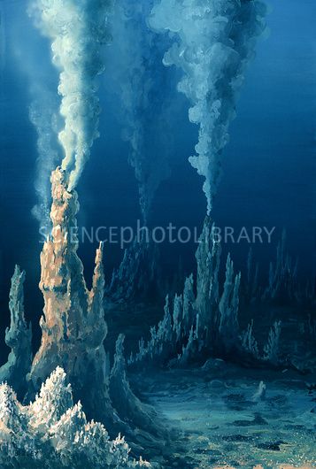 White smoker hydrothermal vents, artwork Lava Underwater, Lava Mermaid, Underwater Volcano, Black Smokers, Popping Bubbles, Underwater Drawing, Ocean Drawing, Underwater Theme, Rock Textures