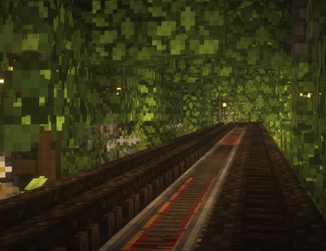 Train Track Minecraft, Underground Railroad Minecraft, Railroad Minecraft Ideas, Minecraft Railway Ideas Underground, Minecraft Subway Entrance, Minecraft Railroad Ideas, Minecraft Underground Railway, Minecraft Minecart Track Ideas, Railroad Minecraft