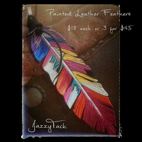 Jazzy Tack Leather Feathers by JazzyTack on Etsy Painted Feathers, Leather Feathers, Horse Equipment, Leather Crafting, Feather Painting, Feather Art, Leather Ideas, Light Touch, Beautiful Handbags