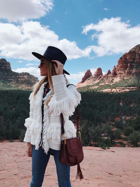 Sedona Fashion, Sedona Travel, Blue Suede Jacket, Pink Jeep, Food Style, Fringe Sweater, Off The Beaten Path, Angel Food, Women Helping Women