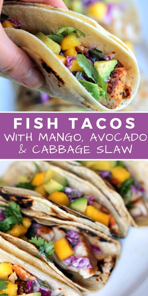 Mango Slaw For Fish Tacos, Chili Lime Fish Tacos, Mango Slaw Fish Tacos, Mango Cabbage Slaw, Fish Tacos With Mango Slaw, Healthy Fish Tacos With Cabbage Slaw, Mango Fish Tacos, Fish Tacos With Cabbage Slaw, Cream Cabbage