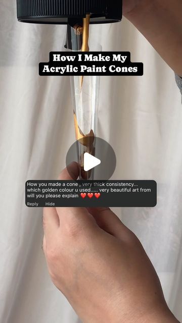 Namira Baig on Instagram: "This is how I Make my Acrylic Paimt Cones. Please do check out my Highlights section “Supplies” to check what brands of Golden Paint I use in the cones. DM if you have any further questions! 
.
.
.
.
.
.
.
.
.
.
.
.
.
.
.
.
.
#arttutorials #learnartonline #texturepainting #texturedartist #mandalartist #mandalalovers #therapeuticart 
.
.
.
.
.
(Home décor diaries, wall decor paintings, new art forms, mandala therapy, art therapy)" Acrylic Cone Painting, Mandala Therapy, Therapy Art, Decor Paintings, Golden Texture, Therapeutic Art, Golden Painting, Texture Paste, Diy Artwork