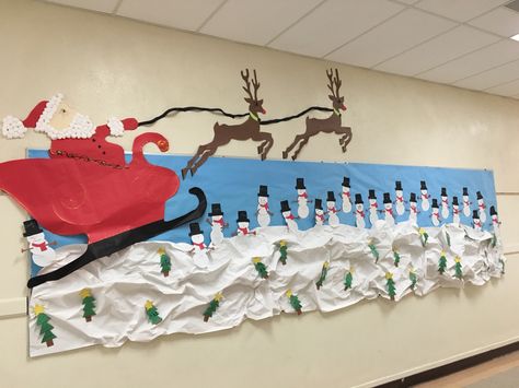 Santa's sleigh with reindeers Santa Sleigh Door Decoration, Door Decorations Classroom Christmas, Pta Ideas, Christmas Door Decoration, Door Decorating Contest, Classroom Christmas, Door Decorating, Santa's Sleigh, Door Decorations Classroom