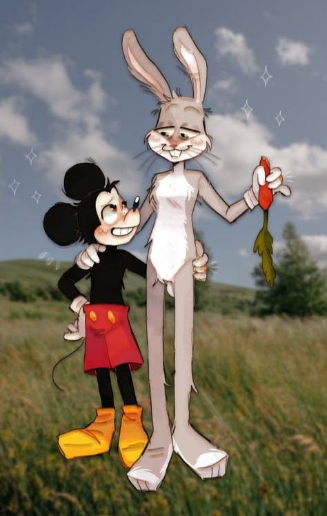 The Looney Tunes Show Bugs Bunny, Minnie Mouse Fanart, Mickey Mouse Fanart, Toodles Mickey Mouse, Rubberhose Style, Animated Movie Posters, Looney Tunes Show, Epic Mickey, Mickey Mouse Art