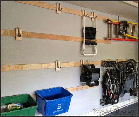 Garage Organization Systems, Stroller Storage, Garage Wall Storage, Garage Organization Tips, Garage Floor Paint, Garage Storage Solutions, Garage Remodel, Garage Shed, Attic Renovation