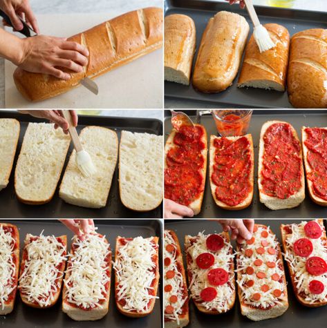 Homemade French Bread Pizza Recipes, Diy Frozen French Bread Pizza, French Roll Pizza, Diy French Bread Pizza, French Toast Pizza Easy Recipes, Oven Baked French Bread Pizza, Italian Loaf Bread Pizza, How To Make Pizza With Bread, Pizza On Italian Bread