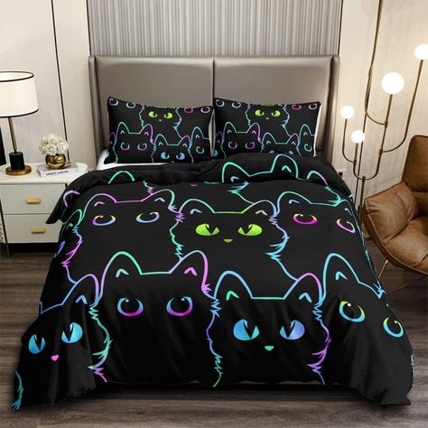 Bed Cartoon, Cat Bedding, Kids Comforter Sets, Letto King Size, Kids Comforters, Pillowcase Pattern, Room Deco, Bedroom Retreat, Bed Sets