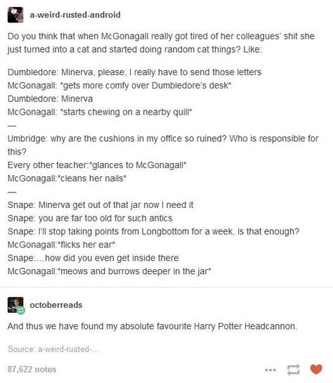 Minerva Mcgonagall, Head Cannons, Yer A Wizard Harry, Cat Things, Harry Potter Headcannons, Wizarding World Of Harry Potter, Mischief Managed, Harry Potter Universal, Harry Potter Fantastic Beasts