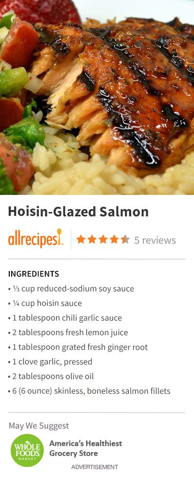 Hoisin-Glazed Salmon | "A spicy hoisin sauce gives this sweet and spicy salmon an Asian flair!" Salmon With Hoisin Sauce Recipe, Fish With Hoisin Sauce, Salmon Hoisin Sauce Recipe, Hoisin Salmon Recipes, Hoisin Glazed Salmon, Asian Sauce For Salmon, Recipes Using Hoisin Sauce, Hoisin Sauce Recipe Dishes, Salmon With Hoisin Sauce