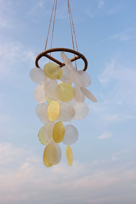 Handmade Windchimes, Shells Decor, Shell Wind Chimes, Shell Mobile, Capiz Shell, Shell Decor, Sea Lover, Shell Crafts, Wind Chime