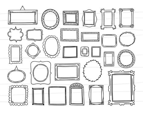 Drawn Frames, Digital Frames, Stamp Frame, Frames Png, Frames Vintage, Digital Labels, Labels Design, Border Clipart, Doodle Frame