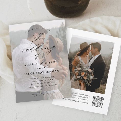 Wedding Invitations Photo, Qr Code Photo, Popular Wedding Invitations, Wedding Invitations With Pictures, Script Wedding Invitations, Script Calligraphy, Winter Wedding Invitations, Wedding Invitation Card Design, Wedding Announcement