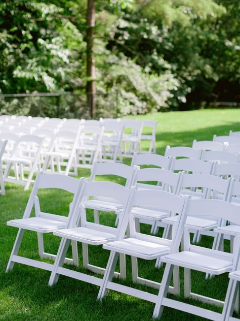 Chairs For Outdoor Wedding, Wedding Outdoor Chairs, White Garden Chairs Wedding Ceremony, White Wedding Ceremony Chairs, Outdoor Lawn Wedding Ceremony, Outdoor Wedding Ceremony White Chairs, White Foldable Chairs Wedding, Garden Wedding Chairs, White Garden Chairs Wedding Reception