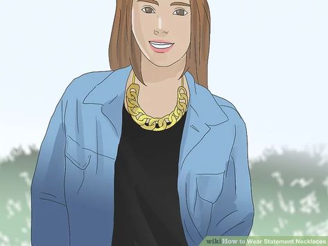 How to Wear Statement Necklaces (with Pictures) - wikiHow Outfits With Statement Necklace, Necklace For Neckline, Solid Color Outfits, Styling Outfits, Simple Addition, Statement Necklaces, Statement Jewelry, Scoop Neckline, Casual Outfit