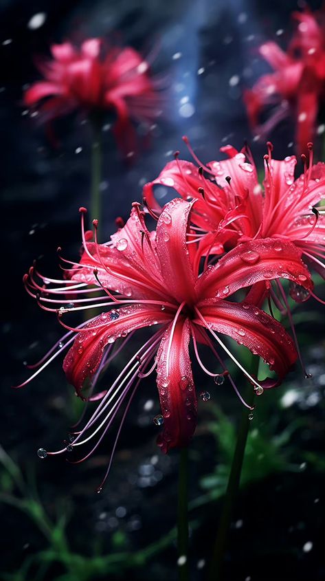 Spider Lilies, Magic Flower, Dreamscape Architecture, Tiger Lilies, Red Spider Lily, Spider Lily, Red Spider, Flower Wallpapers, Blue Background Images