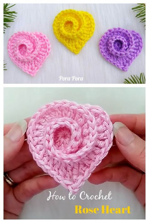 How to Crochet Rose Heart Video Tutorial Crochet Rose Heart Pattern Free, Lovecraft Crochet, Valentines Crochet Ideas, Crochet Heart Patterns, Crochet Valentines Ideas, Free Heart Crochet Pattern, Heart Video, Crochet Valentines, Crochet Valentine Patterns