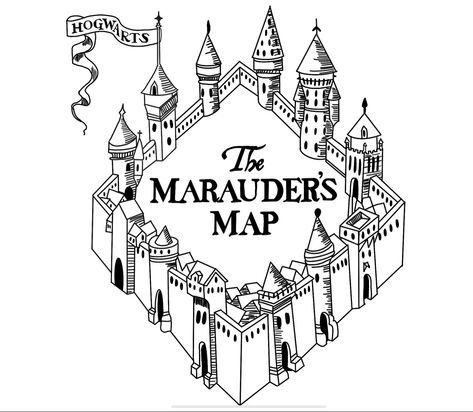 Marauders Map Drawing, Marauders Map Tattoo, Harry Potter Stencils, Harry Potter Cricut, Harry Potter Bullet Journal, The Marauders Map, Harry Potter Rpg, Harry Potter Movie Night, Harry Potter Theme Birthday