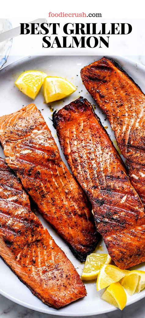 How To Make The Best Grilled Salmon | foodiecrush.com #best #grilled #salmon #grilledsalmon #recipes #easy Follow these easy grilling tips for the best simple grilled salmon recipe that’s about to become your new favorite healthy summertime dinner. Best Grilled Salmon, Grilled Salmon Recipe, Dinner Salmon, Grilled Recipes, Healthy Grilled, Grilled Salmon Recipes, Healthy Salmon Recipes, Easy Grilling, Grilled Dinner