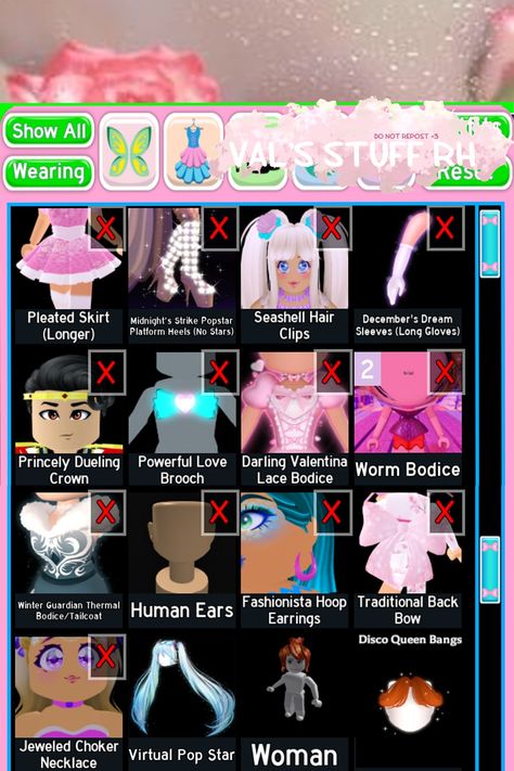 After Sailormoon's hair got deleted I thought it's a good thing to remake my most viral pin, hope it'll be useful! Happy spooky month! Royale High Cosplay, Winter Guardian, Jewel Choker, Human Ear, Aesthetic Roblox Royale High Outfits, Royale High, Long Gloves, Fit Ideas, Lace Bodice