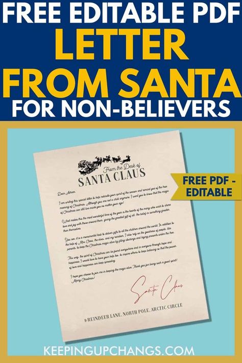 Letter From Santa To Kids Free Printable, Non Believers, Free Letters From Santa, Letters From Santa, Santa Printable, Santa Letter Template, How To Believe, Elf Letters, Letter From Santa