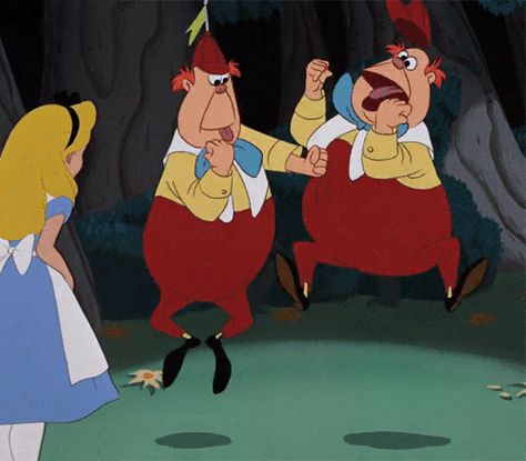 Tweedle Dee Tweedle Dum, Alice In Wonderland Room, Disney Moments, Disney Gifs, Tweedle Dum, Tweedle Dee, Alice Liddell, Princess Movies, Disney Alice In Wonderland