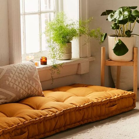 Mustard Cushions, French Mattress, Daybed Cushion, Daybed Design, Wooden Sofa Set Designs, Bathroom Decor Colors, Mattress On Floor, Upholstered Daybed, Sofa Set Designs