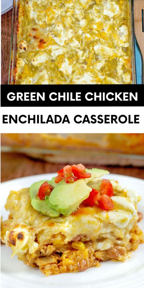 This Easy Green Chile Chicken Enchilada Casserole is a delightful twist on classic enchiladas. Combining layers of chicken, cream cheese, and flavorful green sauce, this dish is perfect for family dinners. It’s simple to prepare, satisfying, and a great option for weeknight meals or gatherings. Enchiladas Cream Cheese, Green Chili Enchilada Casserole, Green Chicken Enchilada Casserole, Green Chile Chicken Enchilada Casserole, Green Chili Enchiladas, Chicken Cream Cheese, Green Chicken Enchiladas, Green Chili Sauce, Best Casserole Recipes