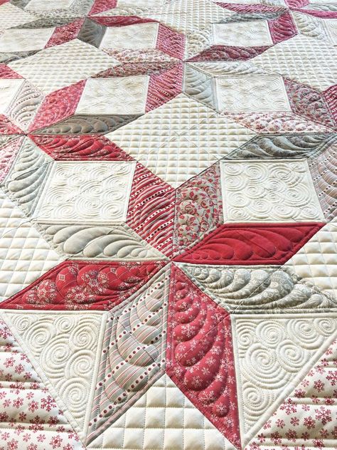 Wedge Star Quilt, Easy Patchwork Quilt, Block Quilting Designs, Lemoyne Star, Easy Patchwork, Quilting Stitch Patterns, Long Arm Quilting Patterns, Free Motion Designs, Free Motion Quilting Patterns