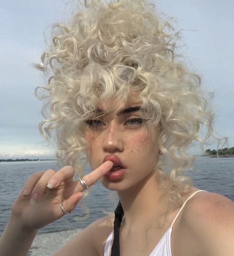 @vintage_venom_ on Instagram: “curly fry” Blonde Curly Hair, White Blonde, Hair Reference, Hair Inspo Color, Grunge Hair, Dream Hair, Aesthetic Hair, White Hair, Pretty Hairstyles