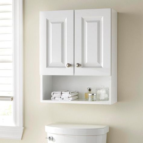 Small Bathroom Wall Mounted Storage, White Over Toilet Cabinet, Bathroom Over Toilet Cabinet, Toilet Cabinets Bathroom, Toilet Topper Cabinet, Wall Mounted Cabinet Bathroom, Wall Cabinet For Bathroom, Cabinet Over Toilet Ideas Storage, Bathroom Cabinets Above Toilet