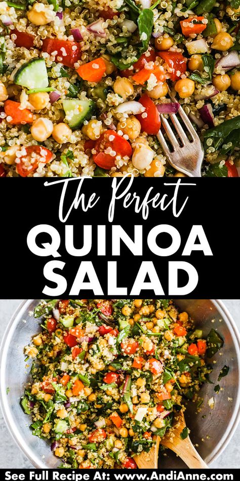 Quinoa salad is an easy salad that is perfect for lunch or dinner. Once you cook the quinoa, it all comes together quite quickly. So whether you need a salad for a summer picnic, a healthy weeknight dinner, or a packed mason jar salad for lunch on the go, this is the perfect option. Tricolor Quinoa Salad, Meditterean Quinoa Salad, The Best Quinoa Salad, Summer Quinoa Salad Recipes Cold, Quinoa Salad Recipes Cold Easy, Salad With Quinoa Recipes, Warm Quinoa Salad, Quinoa Salad Dressing Recipes, Salads That Keep Well