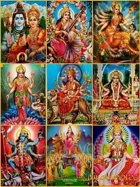 . Tri Devi, Wallpaper Backgrounds Collage, Nava Durga, Ambe Maa, Devi Maa, Durga Picture, Jai Mata Di, Aadi Shakti, Happy Navratri Images