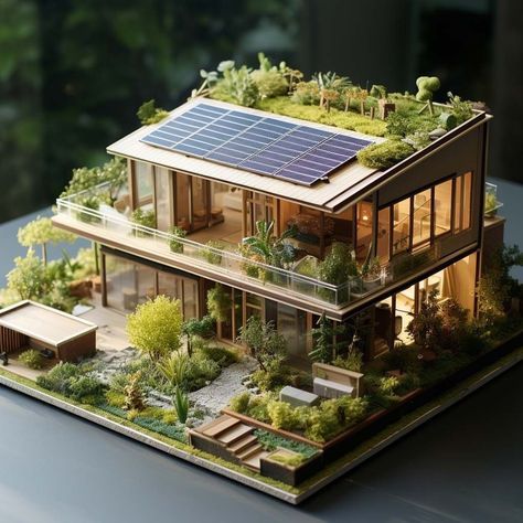 Eco House Plans, Modern Eco House, Environmental Architecture, Sustainable House Design, Eco House Design, Ecological House, House Bloxburg, Eco Architecture, Model House