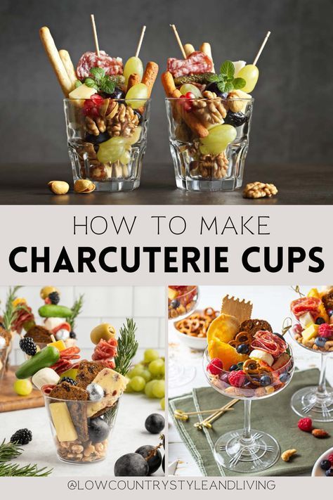 Charcuterie In Martini Glasses, Charcuterie Board Ideas In Cups, Vegan Charcuterie Cups Ideas, Charcuterie Board In Cups, Tiny Charcuterie Cups, Party Food In Cups Ideas, Easy Charcuterie Cups Diy, Single Serving Charcuterie Cup, Charcuterie Mini Cups