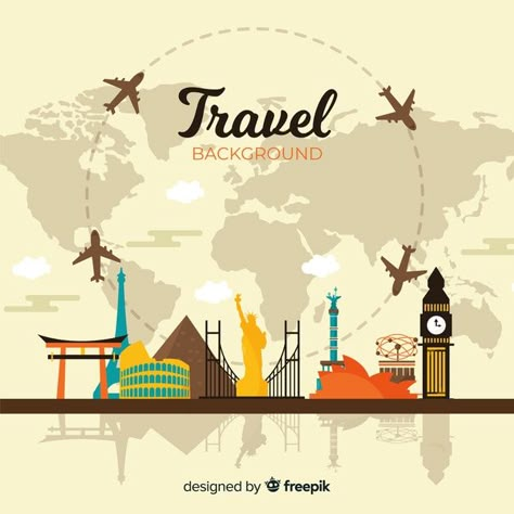 Discover thousands of copyright-free vectors. Graphic resources for personal and commercial use. Thousands of new files uploaded daily. Travel And Tours Logo, Design Quotes Art, World Tourism Day, Travel Background, Design City, Tourism Day, Travel Logo, Travel Office, Vector Free Download