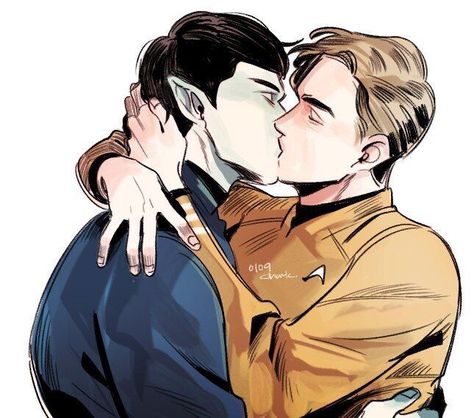 Spirk Fanart, Space Husbands, Stark Trek, Space Trash, Fandom Star Trek, Star Trek Reboot, Start Trek, Spock And Kirk, Film Star Trek