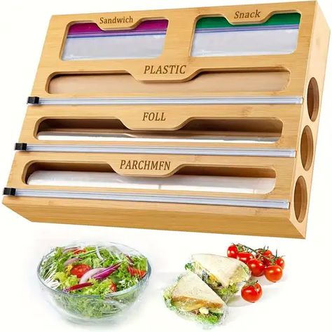 Multi purpose Kitchen Storage Rack Accessories Plastic - Temu Cyprus Aluminum Foil Storage, Food Wrap Storage, Wrapping Paper Organization, Kitchen Foil, Plastic Wrap Dispenser, Bamboo Wrap, Kitchen Wrap, Beeswax Food Wrap, Plastic Bag Holders